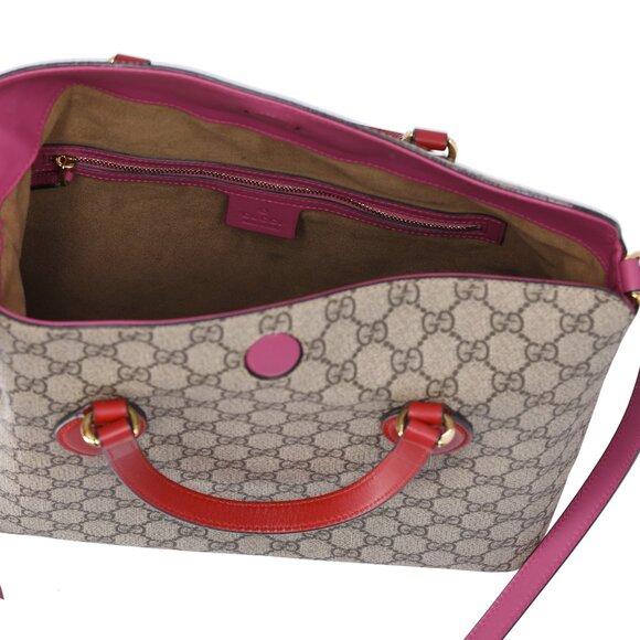 GUCCI GG Supreme Tote 429147 Beige Brown Multi Pink Red - Picture 8 of 9